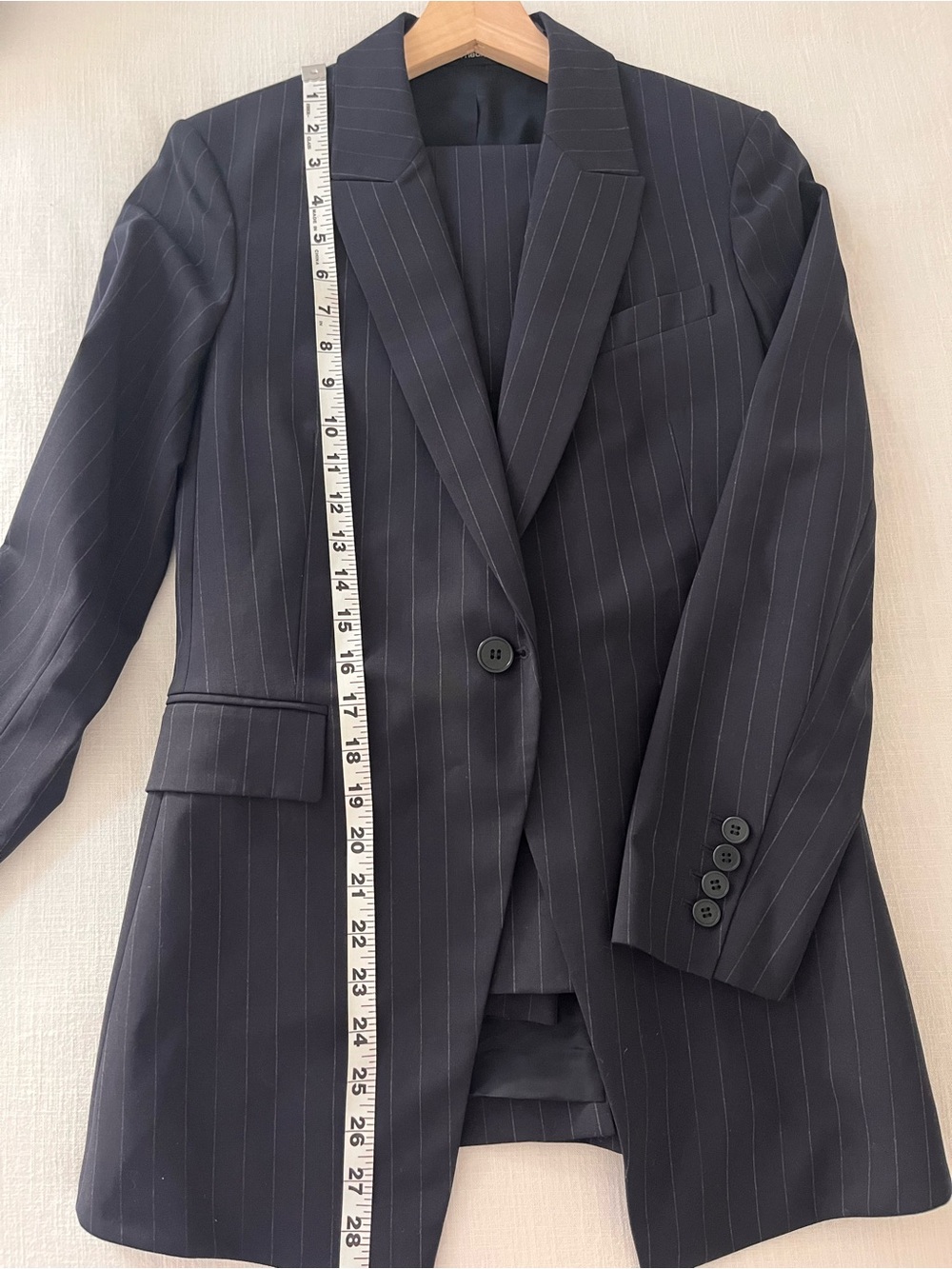Theory Navy Wool Pinstripe Blazer & Pants Suit Set Women’s
